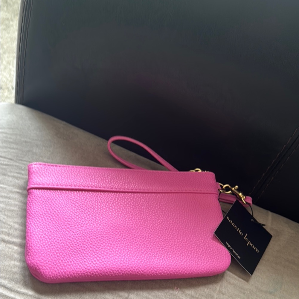 Nanette Lepore Pink Vegan Leather Wristlet - Picture 6 of 7